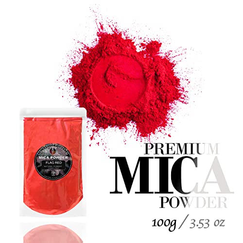 Flag RED Mica Powder for Epoxy Resin 100g / 3.5oz. Sealed Bag - TECHAROOZ 2 Tone Resin Dye Color Pigment Powder for Lip Gloss, Nails, Bath Bombs Soap Making & Much More - color: Flag Red
