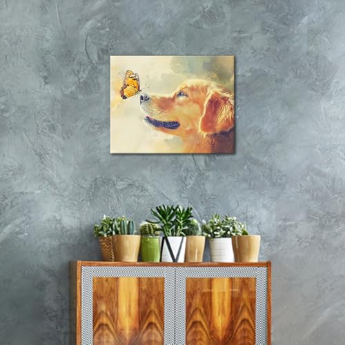 TUMOVO Paint by Numbers Kit for Adults Golden Retriever Dog Painting | Pet DIY Canvas Art Kit, Animal Painting by Numbers for Beginners, Relaxing Offline Hobby, Easy Numbered Guide, 16x20 Inch - color: Dog