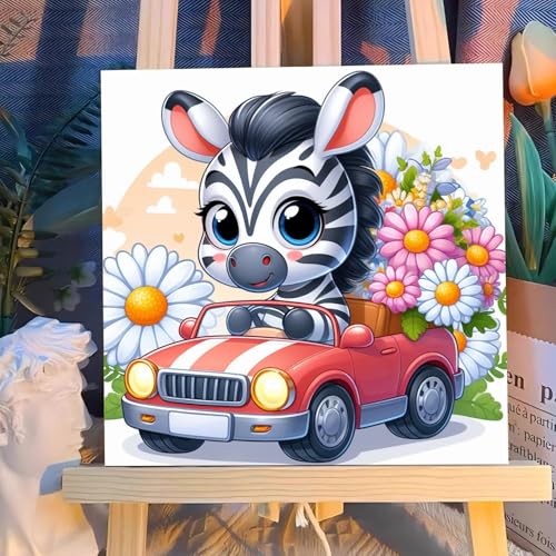 Reivworl Zebra Paint by Numbers Kit for Kids with Frame 8×8 inch | Zebra Paint by Number for Kids Age 6-8-12, Acrylic Paint by Numbers for Gifts and Decor - color: Style-20, size: 8×8inch