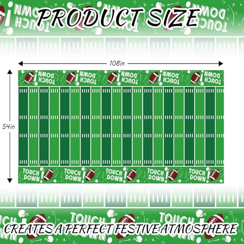 4 Pack Football Tablecloth Disposable Plastic Football Party Decorations Tablecloth Rectangle Table Cover for Party Theme Decoration Supplies 54 x 108 Inches (Green) - color: Green
