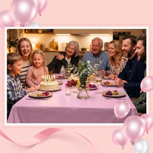 Goodluck 54 Inch x 300 Feet Pink Plastic Tablecloth Roll with Cutter Box - color: Pink, size: 15.4" x 5.5" (Rectangular)