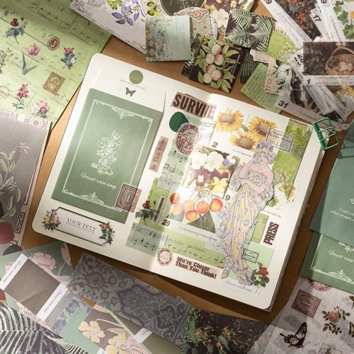 YagCu Scrapbook Kit for Beginners, Aesthetic Junk Journal Supplies, Scrapbooking and Journaling Materials, Bullet Journals Stationery, Planner DIY Arts Craft, Women Adults - color: Forest