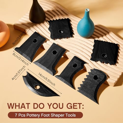 Amylove 7 Pcs Pottery Tools Pottery Rib Foot Shaper Trimming Tools Profile Bundle Foot Shaper for Ceramics for Carving Clay Molds Clay Texture Ribs Ceramics (Stylish Style, Black) - color: Black, size: Stylish Style