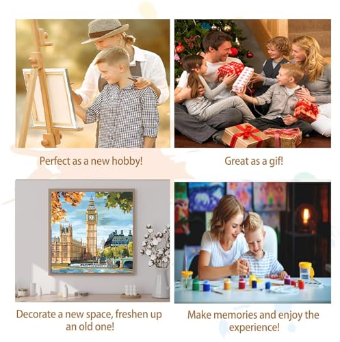 Artunion Framed Paint by Numbers Kit for Adults Beginners & Kids Ages 8-12,Big Ben Paint by Number with Frame,London City Paint by Numbers Kit on Canvas 10 * 10 Inch Without Easel - color: ZXT-241-F