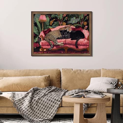 Cheetah Diamond Art Kits for Adults, Diamond Painting for Beginner 5D DIY | Leopard Diamond Dots Full Drill Crafts for Gem Art Dot Art for Adults Home Wall Decor for Teens Boys Girls 12x16inch - color: DP-26