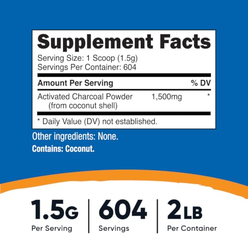 Nutricost Activated Charcoal Powder 2lbs, Food Grade Powder | Toothpaste, Facemask, Odor Control, Vegetarian, Gluten Free, GMO-Free - size: 2 Pound (Pack of 1)