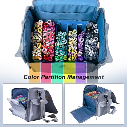 Togood Storage Tote Bag for Marker Pens Brush Pen Coloring Pencils Books Art and Crafts Supplies Tools Cosmetics, at Least 150 Pens (Grey) - color: New Version Grey