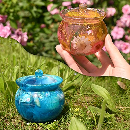 Jar Silicone Molds, Jar Resin Molds with Lid, Epoxy Molds for DIY Jewelry Storage Box,Candle Holder,Candy Container, Epoxy Resin Casting Craft Gifts - color: Crock Jar Molds