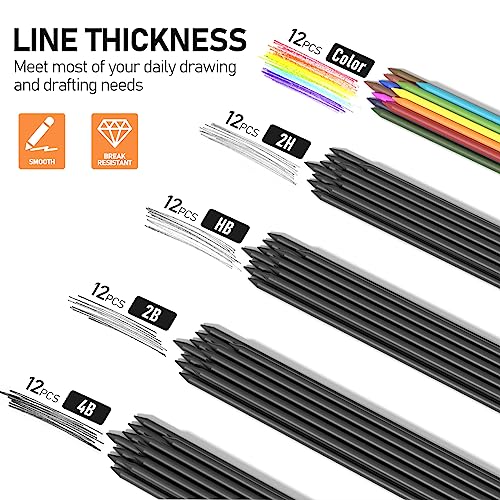 Four Candies 2MM Mechanical Pencil Set with Case, Metal, 60 Lead Refills - size: 9 Piece Set