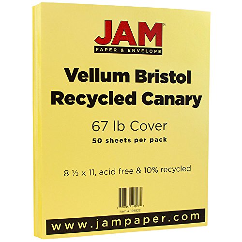 JAM PAPER Vellum Bristol 65lb Cardstock - 8.5 x 11 Coverstock - 147 gsm - Canary Yellow - 50 Sheets/Pack - color: Canary, size: 8.5" x 11"