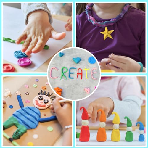 Air Dry Clay, 124 Colors Modeling Magic Clay for Kids | Includes Tools, Soft & Ultra Light, Ages 3-8+ Years, Boys & Girls - color: 124 Colors