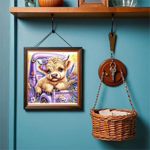 STGLCR Cow Diamond Art Kits for Adults Beginner,DIY Truck Diamond Painting 5D Round Full Drill Highland Cow Diamond Dots Gem Art Crafts with Tools Animal Crafts for Wall Decor 12x12in