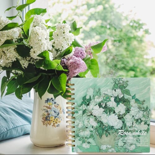 SuyuanArt Hardcover Square Sketchbook 8" x8", Thick Acid-Free Paper for Drawing Spiral Bound, Portable Mixed Media Art Sketch Pad,Drawing Sketching Gift for Artists - color: Roses 8.3" x 8.3"