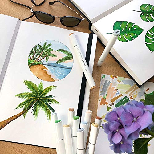 Ohuhu 8.3"x8.3" Marker Paper Pad Art Sketchbook for Drawing and Sketching | Square Sketch Book - 120 LB/200 GSM Smooth Drawing Paper - 78 Sheets/156 Pages - PU Hardcover Sketch Pad for Alcohol Markers - size: 8.3" x 8.3 "