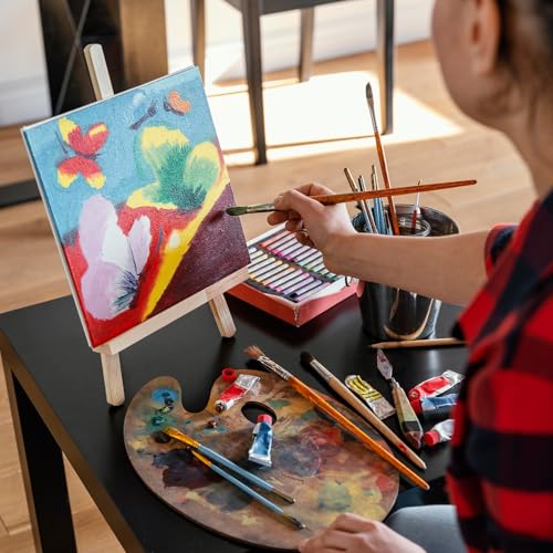 Professional Stretched Canvases for Painting with 8x8 Inch, 20 Packs Blank Painting Canvas for Acrylics,Oils & Other Painting Media, 5/8 Inch Profile 100% Cotton Artist Framed Canvas - size: 20 Pack - 8×8IN