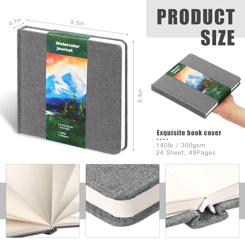 5.5in Watercolor Sketchbook Journal Square Watercolor Notebook Gray - color: Gray, size: 5.5x5.5 in