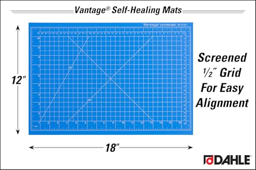 Dahle Vantage 10691 Premium Self-Healing Cutting Mat, 12"x18", 1/2" Grid, 5 Layers for Max Healing, Perfect for Crafts & Sewing, Blue - color: Blue, size: 18"L x 12"W