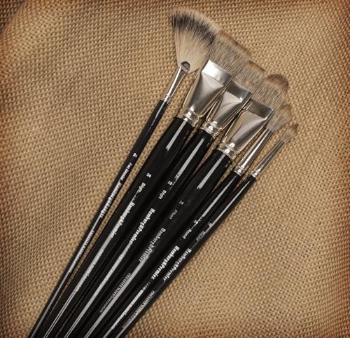 Creative Mark Hamburg Premiere Professional Oil Painting Brushes - Large Asst Set of 4 Handmade Oil Paint Brushes w/ #24 Filbert - Natural & Synthetic Blend, Long Triple-Lacquered Birch Handle - size: Large - Set of 5
