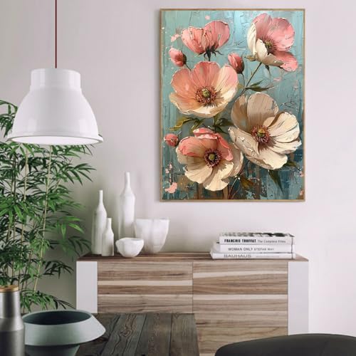 Paint by Numbers Kit for Adults,Flower DIY Paint by Number With Frame - color: MT6172