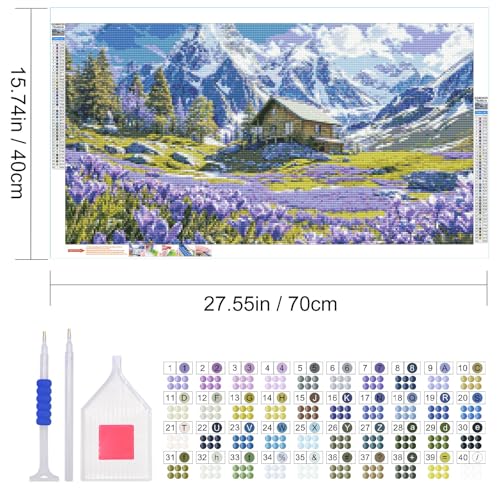 JOOZ Large Landscape Diamond Painting Kits for Adults DIY 5D Mountain Diamond Art Kits for Adults Full Drill Flowers Diamond Art Painting House Gem Painting Kits for Home Wall Decor 27.5x15.7 Inch - color: Mountain 025