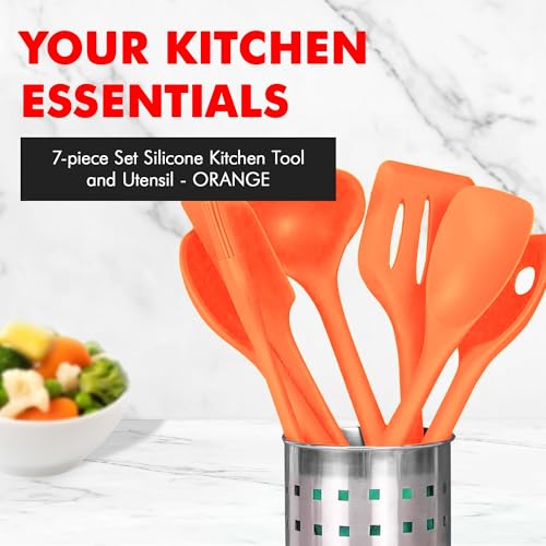 Chef Craft 7 Piece Silicone Kitchen Tool and Utensil Set, Orange (42078) - color: Orange, size: 7 Piece Set