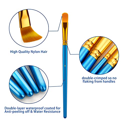 Artstorys Paint Brushes Set, 20 Pcs Acrylic Oil Watercolor Painting Brushes | Artist Paintbrush (Nylon Hair Wood Handles) for Adult Drawing, Great for Face, Rock & Canvas, Arts Craft Supplies, Blue+Pink - color: Blue,pink