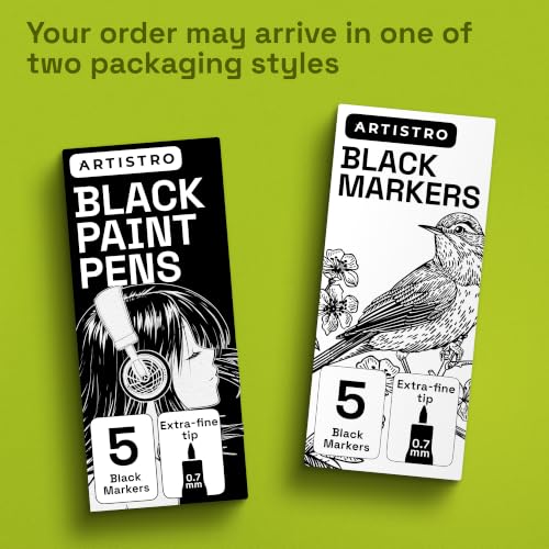 ARTISTRO Black Paint Pens - Extra-Fine Tips - Set of 5 - color: Black