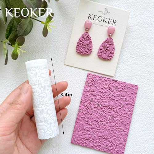 KEOKER Polymer Clay Texture Roller - 3PCS Boho Set for Making Earrings, Like Texture Sheets, Great with Clay Cutters - color: 3PCS ALL