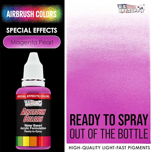 U.S. Art Supply Ready to Spray Special Effects Magenta Pearl Acrylic Airbrush Paint - 1oz Bottle, Professional Grade Non-Toxic Water-Based Colors for Vibrant & Permanent Results - color: Magenta Pearl, size: 1 Fl Oz (Pack of 1)