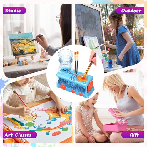 Upgraded Paint Brush Cleaner Tool,Brush Rinser Cup Painting Running Water Circulation Art Supplies for Acrylic,Watercolor and Water Based Creative Gift for Adult Artist Beginner and Painter - color: Blue2