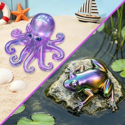 Resin Animal Molds, Set of 2 Octopus and Frog Resin Crafting Molds | 3D Animal Silicone Molds for Epoxy Resin Casting, Making Octopus Candle, Frog Soap DIY Art Gift, Home Decoration - color: Octopus and Frog Resin Molds