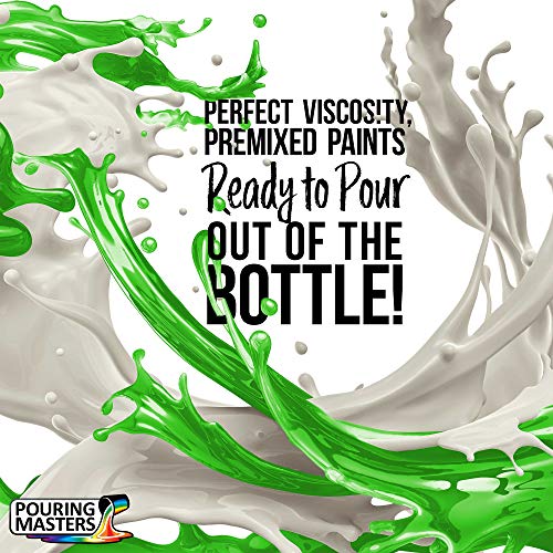 Pouring Masters Neon Green with Envy Ready to Pour Acrylic Pouring Paint - Premium 8-Ounce Pre-Mixed Fluid Acrylic Paint - Fluid Art Supplies for Canvas, Wood, Paper, Tile & Rocks | Premium, Pre-Mixed Fluid Acrylic Paint - Fluid Art Supplies for Canvas, W
