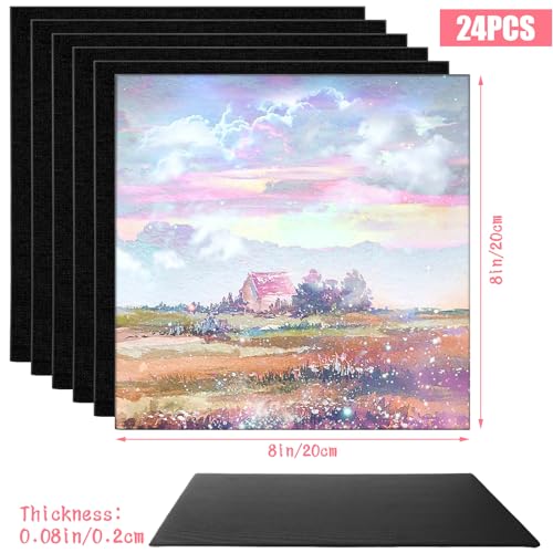 24PCS 8x8 Inch Black Canvas Panels, Small Canvas Boards for Painting, Cotton Canvas Panels for Oil Acrylic Watercolor Paint - size: 8x8 Inch