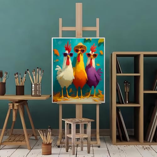 Natuyalo Paint by Numbers Kit for Adults - Three Roosters Adult Paint by Number Kits on Canvas Without Frame, Animals Acrylic Painting by Numbers Kit for Beginner Home Wall Decor 16x20 inch - color: Color-04