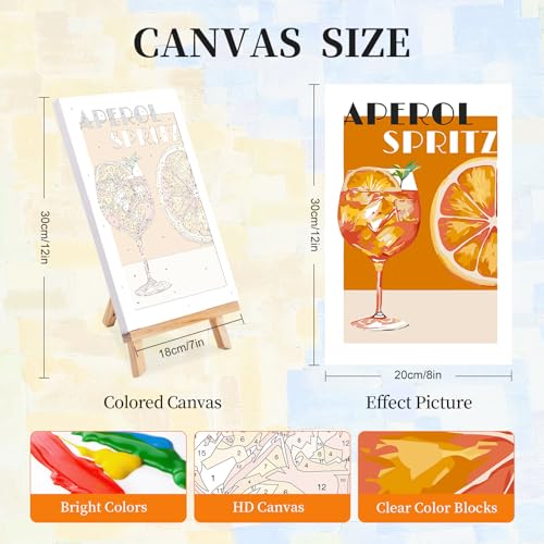 Okarina 4 Pack Paint by Numbers Kit for Adults with Frame, Retro Cocktail | DIY Acrylic Painting Kit with Wooden Easel, Framed Paint by Number for Beginners, Home Wall Decor & Gift, 8 x 12 Inch - color: OP4FUS2509-01