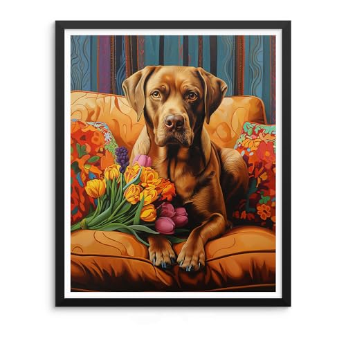 Natuyalo Paint by Numbers for Adults - DIY Adult Paint by Number Kits Painting on Canvas Dog on Sofa Painting by Numbers for Beginners, Animal Art Craft Kits for Adults (16x20 Inch) - color: ART-02