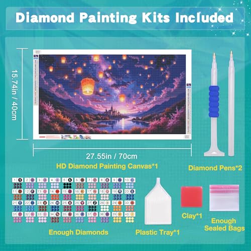 JOOZ Large Diamond Art Kits for Adults 5D Castle Diamond Painting Kits Full Drill Lantern Diamond Art Painting Kits Mountain Gem Painting Kits for Gift Home Wall Decor 2.7.5x15.7 Inch - color: Castle 061