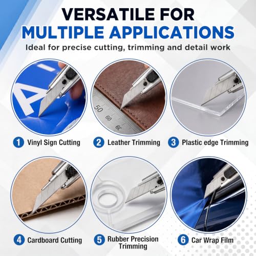 Hicarer 300 Pack 9mm Snap off Utility Knife Blades, 30 Degree Sk2 Carbon Steel Knife Replacement Blades with 30 Storage Cases for Box Cutter Craft Vinyl Wallpaper Cardboard Cutting