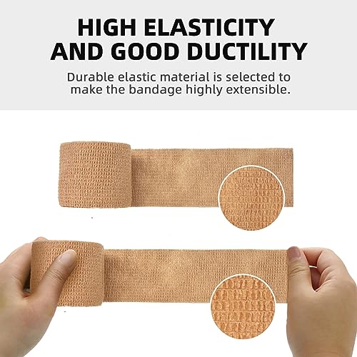 OK TAPE Self Adherent Cohesive Bandages Wrap 6Packs 4" x 5 Yards | Non-Woven Self Adhesive Bandage Wrap for Thumb, Finger, Wrist, Ankle, Vet Wrap Bandages Tape (Beige) - color: Beige/Tan, size: 4 In x 5 Yards