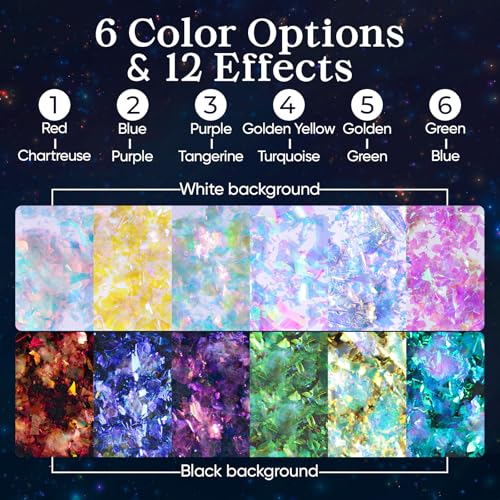 LET'S RESIN Opal Chameleon Flake, Transparent Glitter Flake for Epoxy Resin | 6 Colors Iridescent Color-Shift Pigment Powder for Resin Molds/Silicone Molds/Tumblers/Nail Art, Resin Supplies - color: Transparent flakes