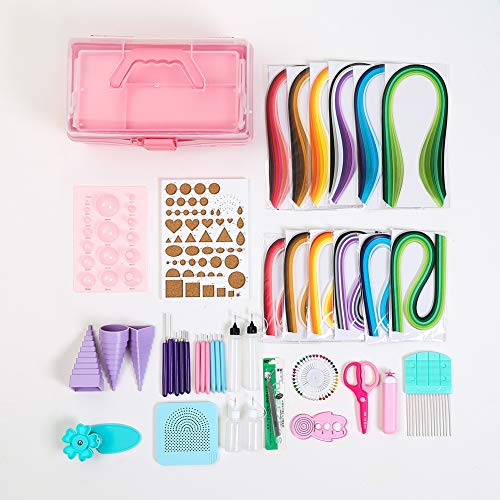 IMISNO DIY Quilling Kit with Paper Crimper, Tools&Strips for Beginners - color: pink