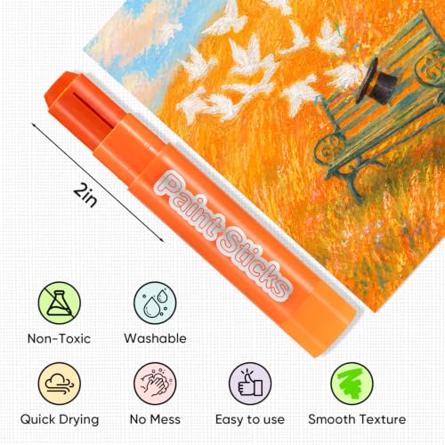 24 Pack Tempera Paint Sticks - 12 Neon Colors Non-Toxic Solid Paint Sticks for Kids, No Mess Quick Drying Washable Toddler Crayons, Works on Paper, Wood, Glass, Ceramic, Canvas - color: Neon 12 colorsX2 sets