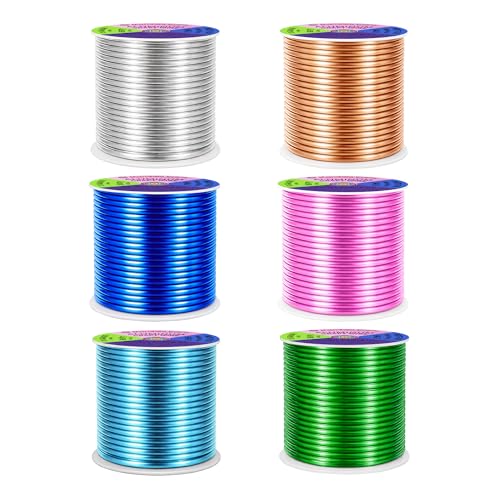 Mandala Crafts 13 GA Pink Green Blue Assorted Anodized Aluminum Craft Wire - color: Silver Copper True Blue Pink Ice Blue Kelly Green, size: 13 Gauge 50X6 Feet