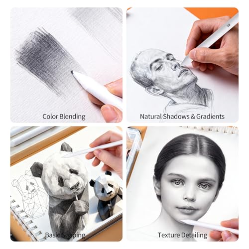 27 PCS Blending Stumps and Blending Sponge Pens with Sandpaper Pencil Sharpener, Tortillions Blending Sticks for Shading Complete, Blending Pencils for Student Artist Charcoal Sketch Drawing Tools - size: 27pcs