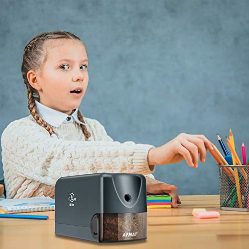 AFMAT Electric Pencil Sharpener, Heavy Duty Pencil Sharpeners for Classroom, Home, UL Listed Pencil Sharpener for 6.5-8mm No.2/Colored Pencils, 10000+ Sharpenings, Gray PS66 - color: Gray