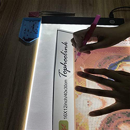 Huacan LED Light Pad Board for Diamond Painting Tablet Ultrathin 3 Level Dimmable Portable USB Charging Apply to Diamond Art Kits - color: A4