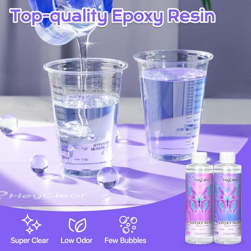 HeyClear 16oz Epoxy Resin Kit with Molds Clear for Beginners DIY Crafts - size: 16oz kit
