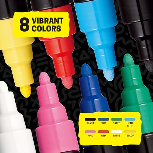 POSCA® PC-5M Paint Markers, 8 Count Medium Reversible Tip Set (1.8–2.5 mm) - size: 1 Count (Pack of 8), style: Round Tip