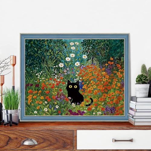 Diamond Art Kits for Adults,Black Cat Diamond Painting Kits 12x16in | Diamond Painting Kit - Sparkling Full Drill Design Perfect for Home Decor, Holiday Gifting, And Relaxing Crafting 12x16inch - color: DP02789
