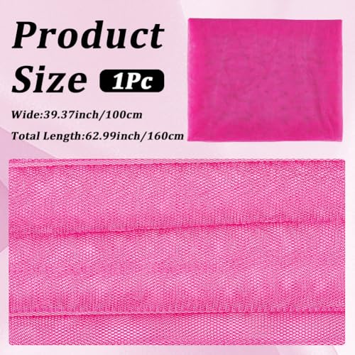 63 Inch Hot Pink Mesh Fabric by The Yard Breathable Polyester Netting Tulle Cloth Soft Voile Solid Sheer Gauze Mosquito Net Fabric for Sewing Making Crafts Garments Clothes Dresses Diy Decor - color: Cerise